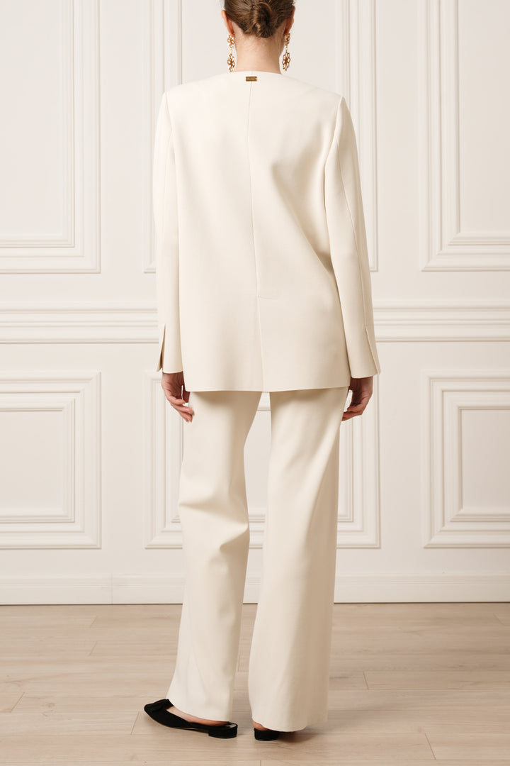 Dona Jersey Double-Breasted Jacket In Off-White