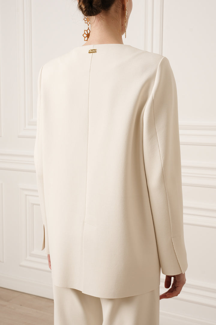 Dona Jersey Double-Breasted Jacket In Off-White