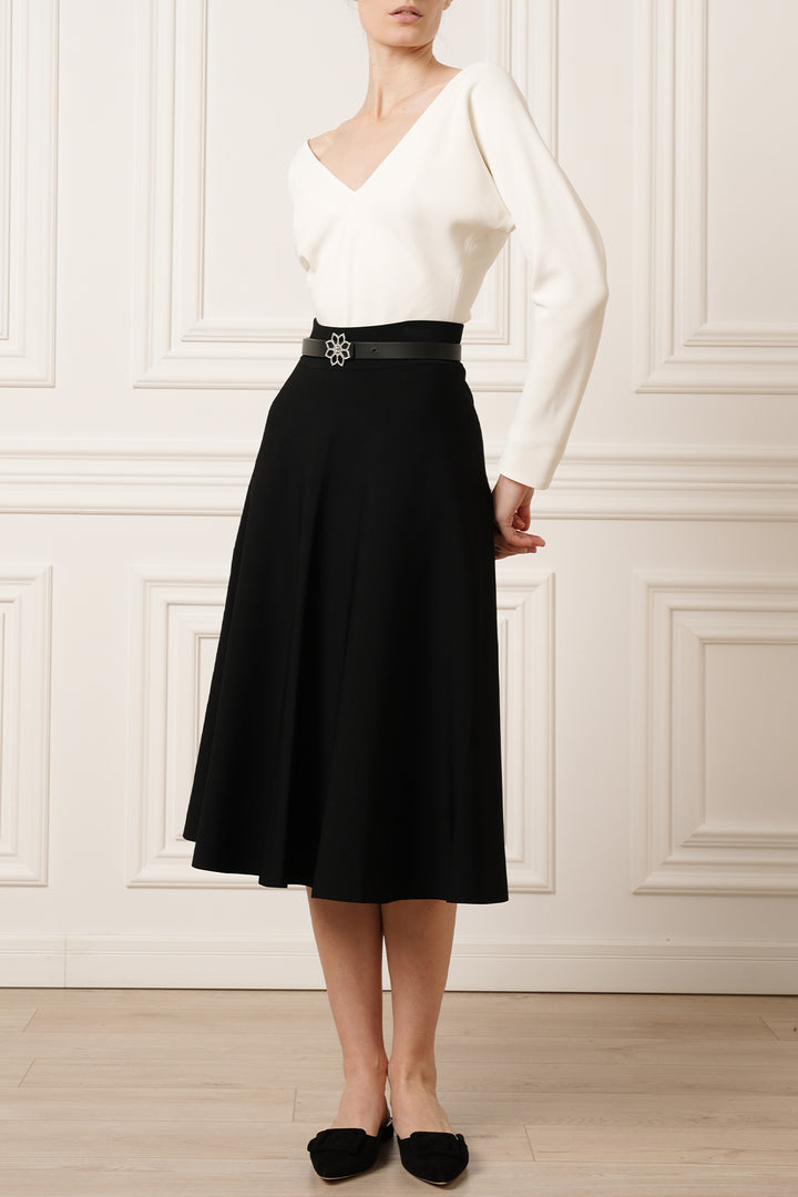 Rea Viscose Jersey Midi Skirt In Black