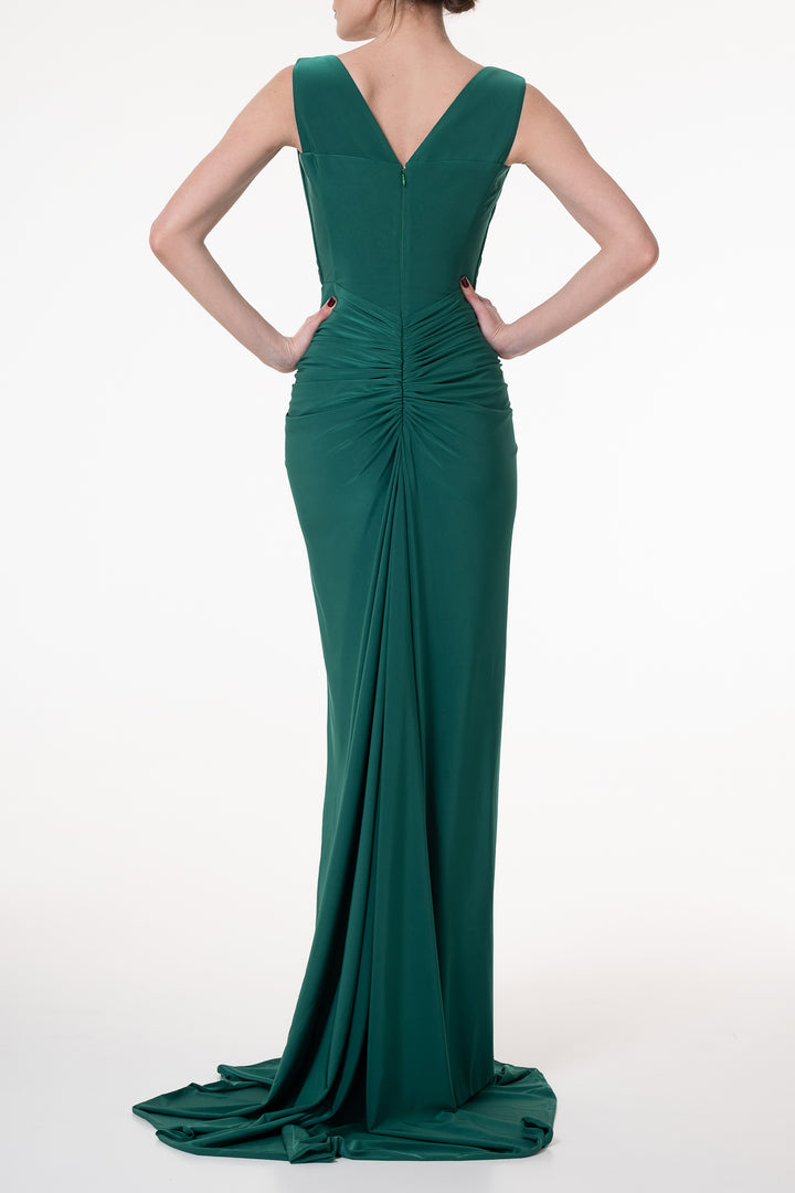Saara Jersey Long Dress In Emerald