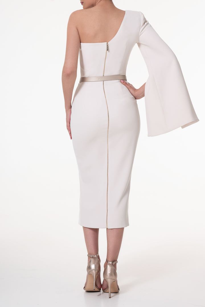 Sharon Cream Crepe Midi Dress