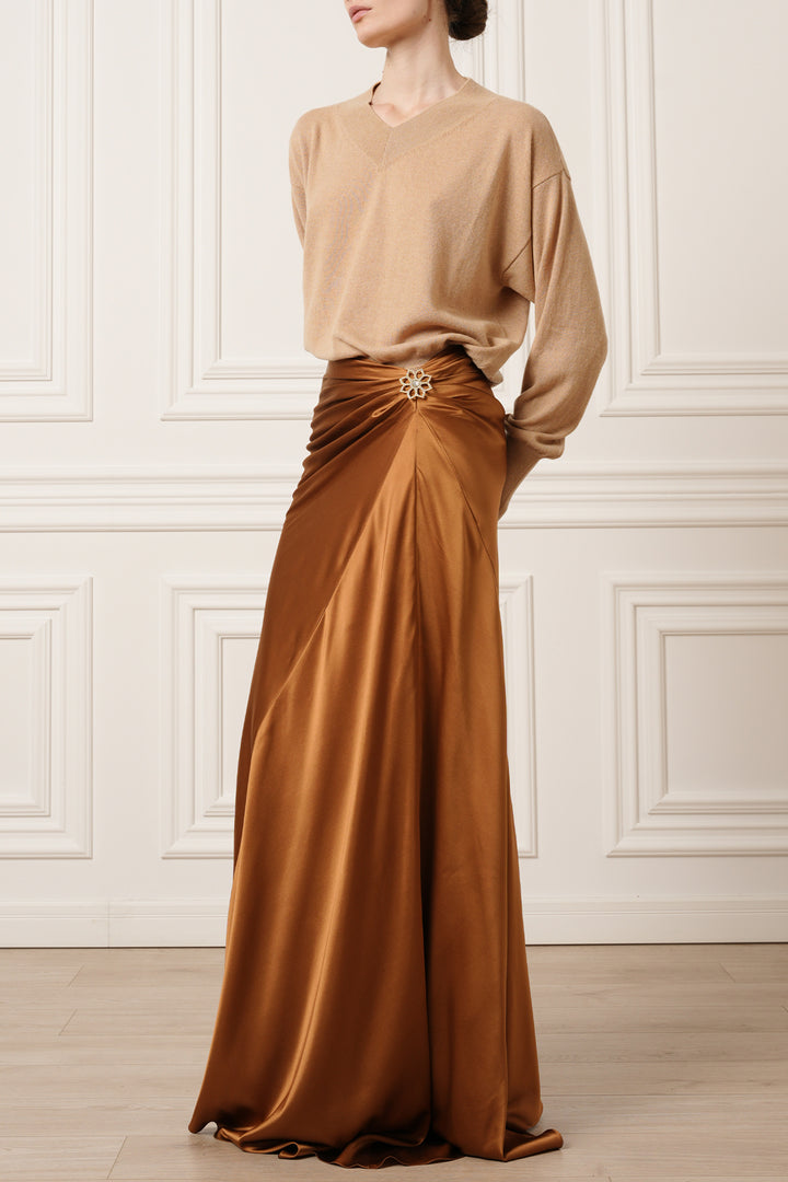 Huda V-Neck Cashmere Sweater In Dune
