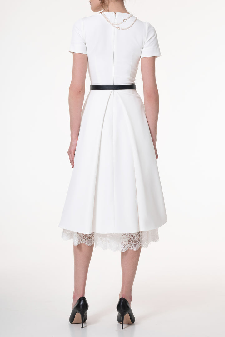 Grace Crepe Midi Dress in Ivory