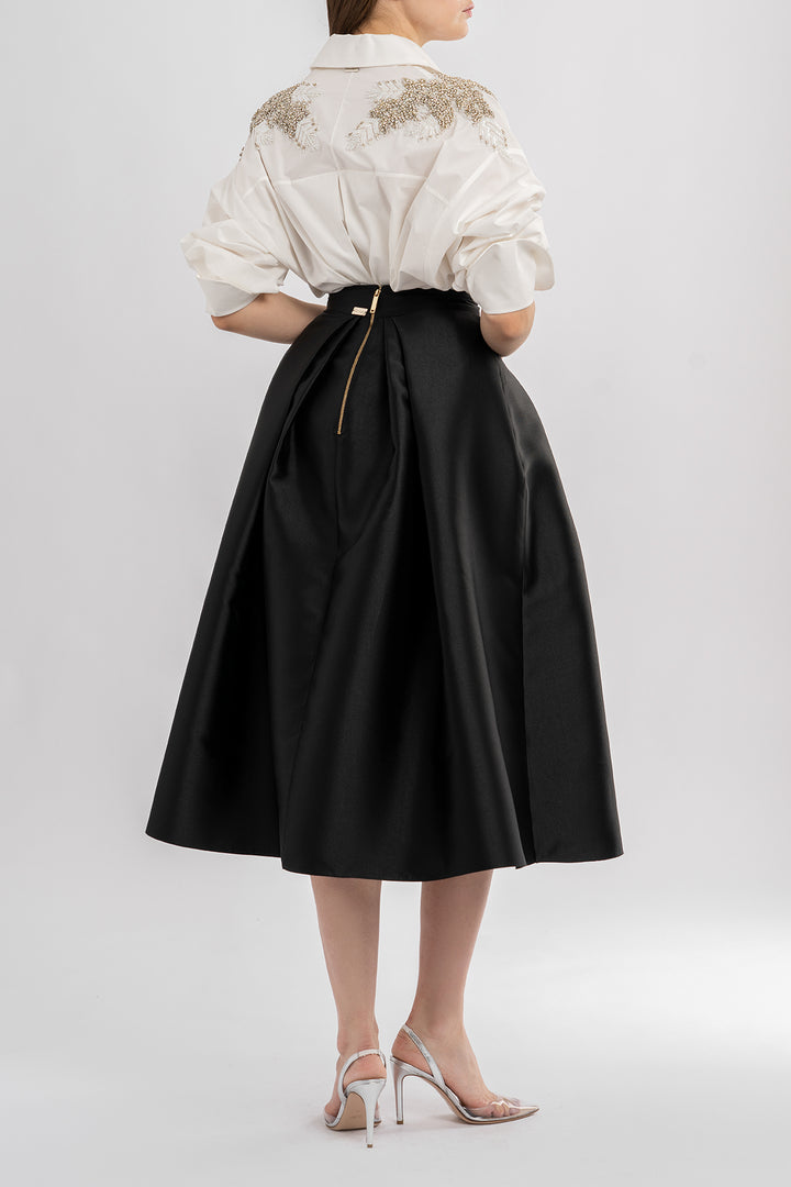 Jasmine Structured Mikado Skirt In Black
