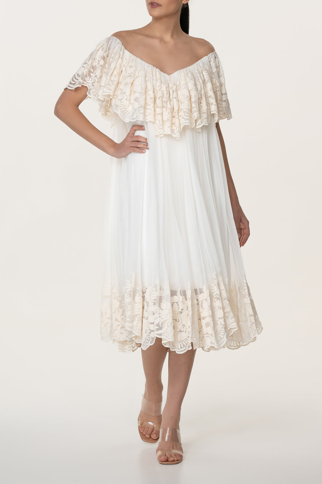 Jade Ivory Boho Midi Dress