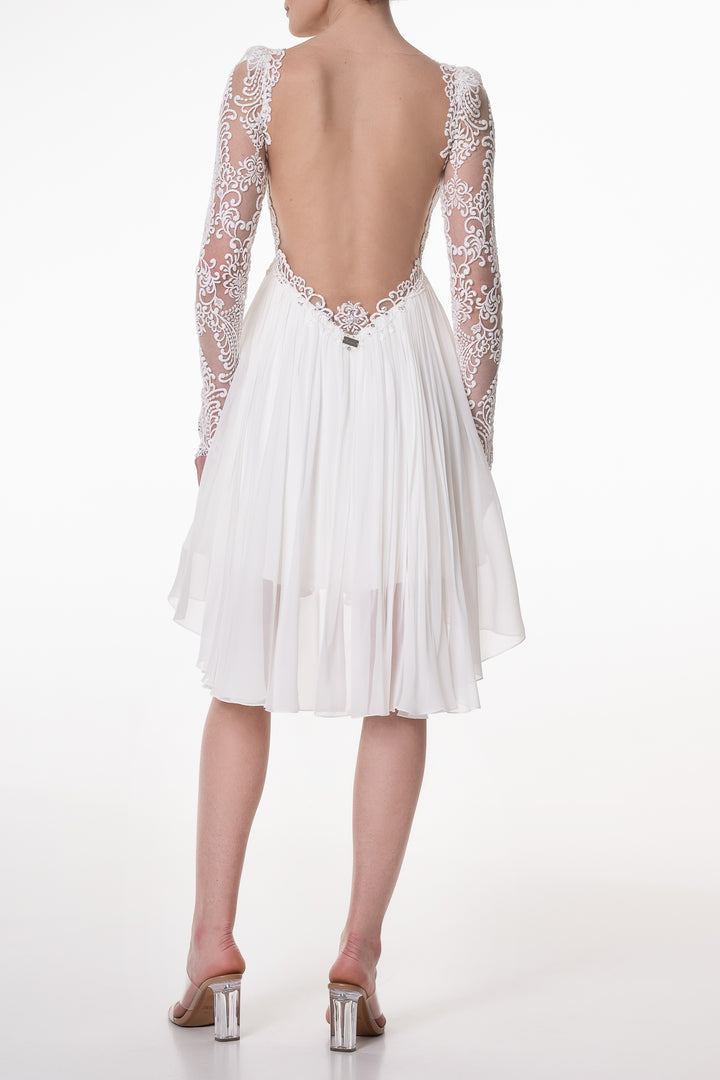 Joelle Ivory With Crystals Boho Short Dress
