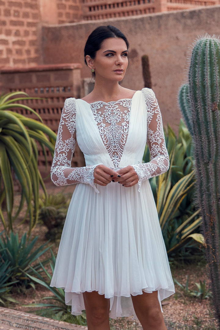 Joelle Ivory With Crystals Boho Short Dress