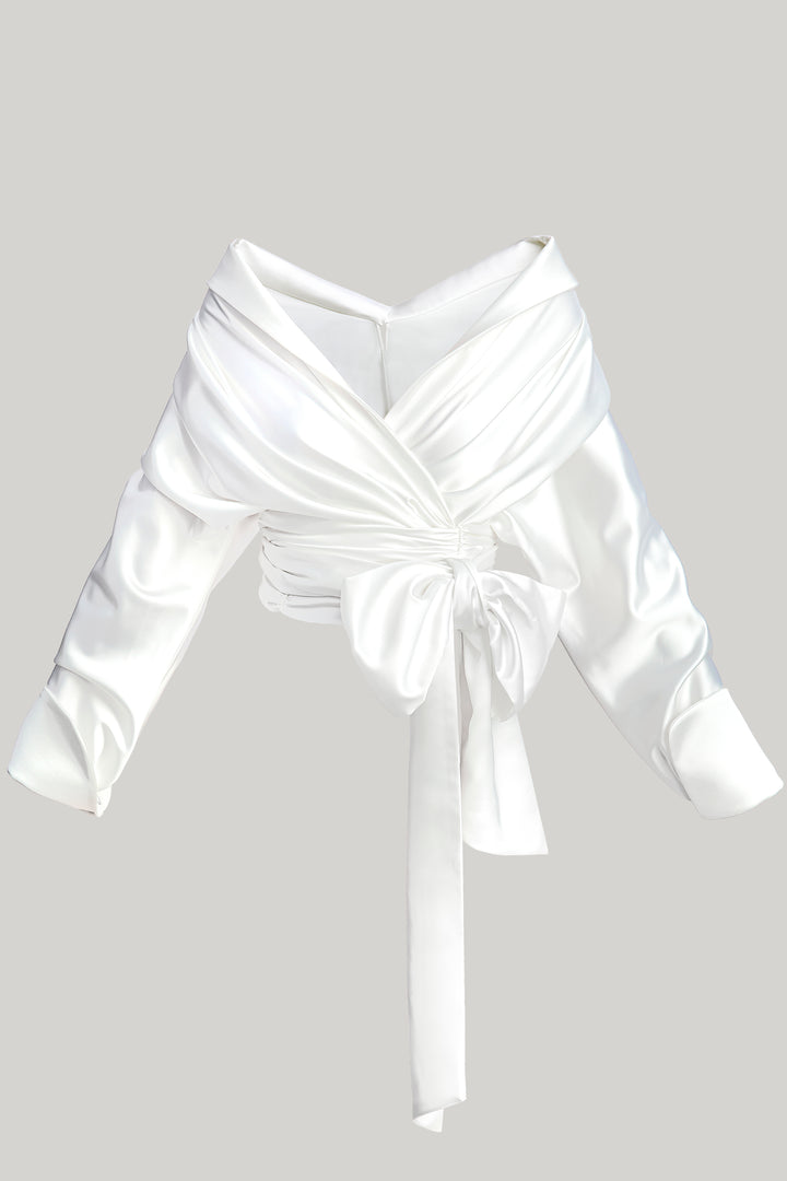 Angelina Satin Shirt In White
