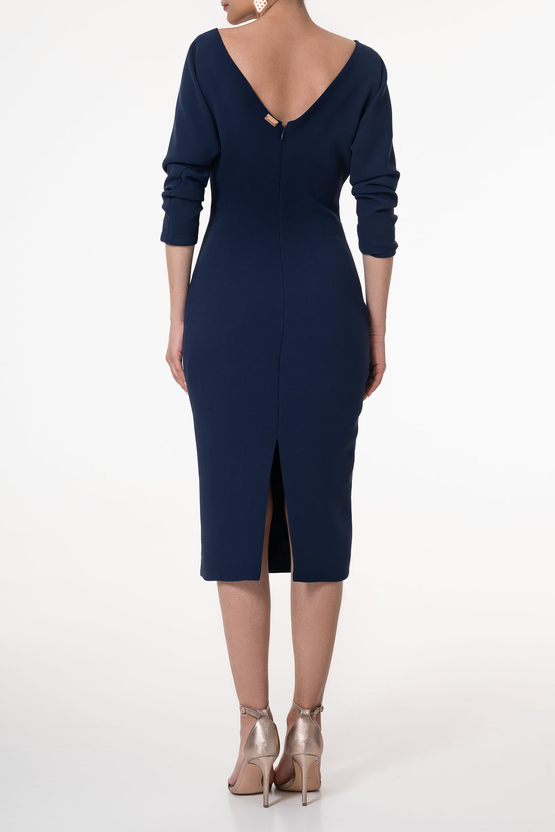 Kate Crepe Midi Dress In Midnight Blue