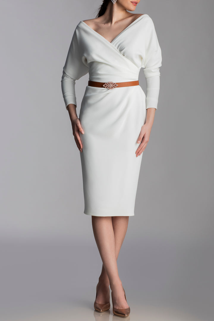 Michelle Crepe Midi Dress In Ivory
