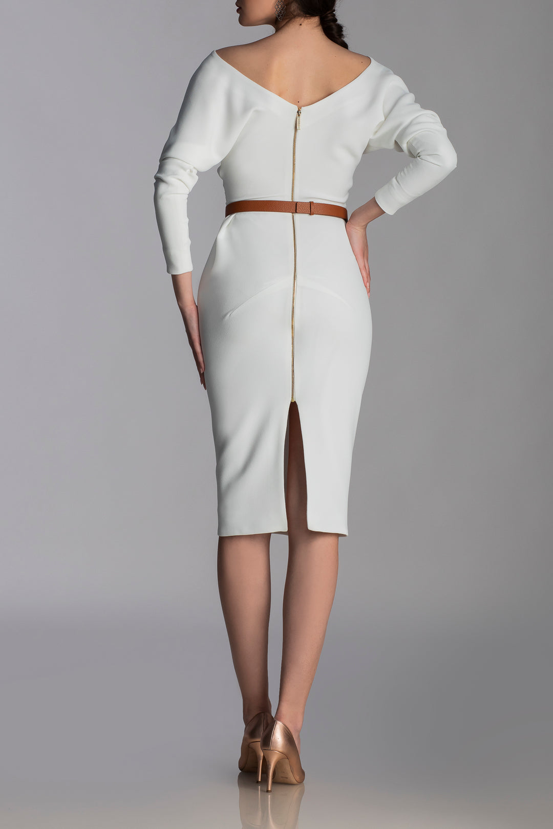 Michelle Crepe Midi Dress In Ivory