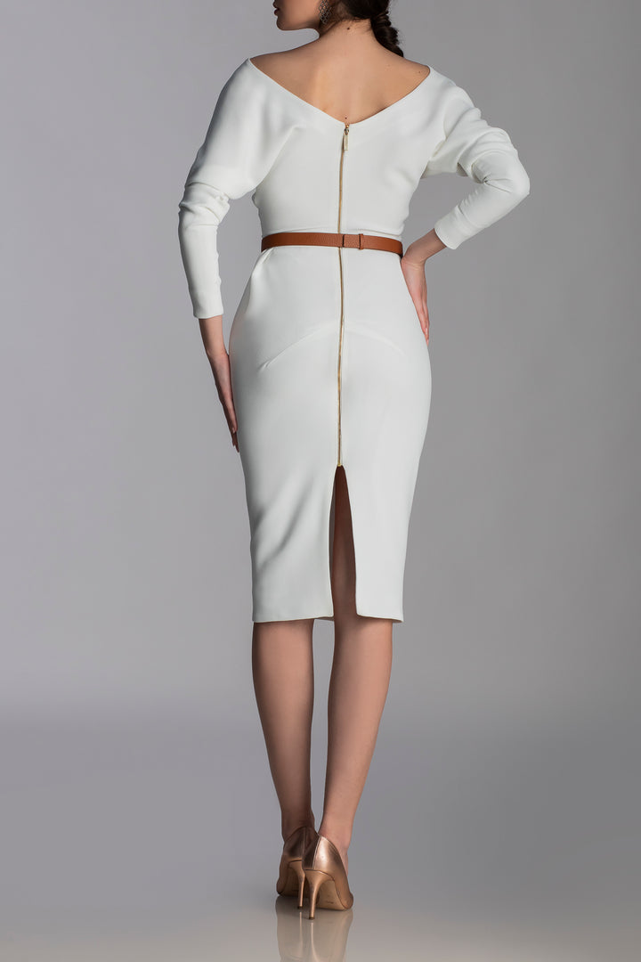 Michelle Crepe Midi Dress In Ivory