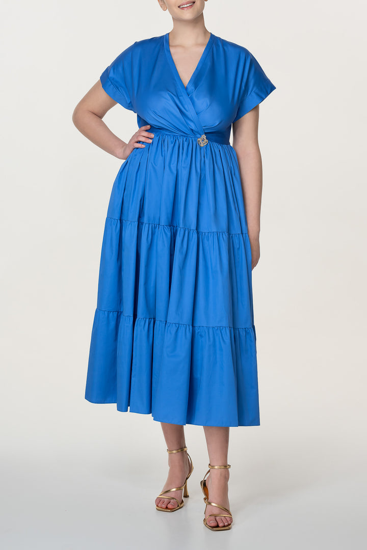 Joy Electric Blue Open Back Cotton Dress