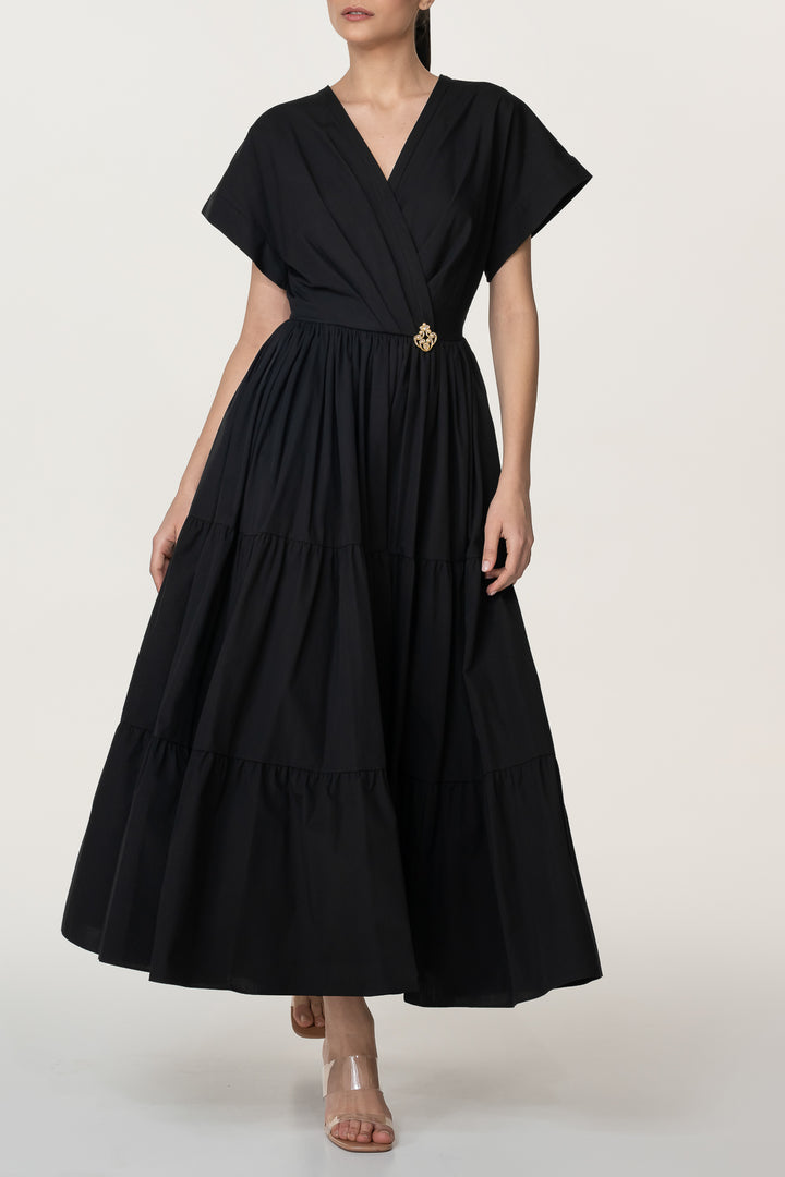 Joy Black Open Back Cotton Dress