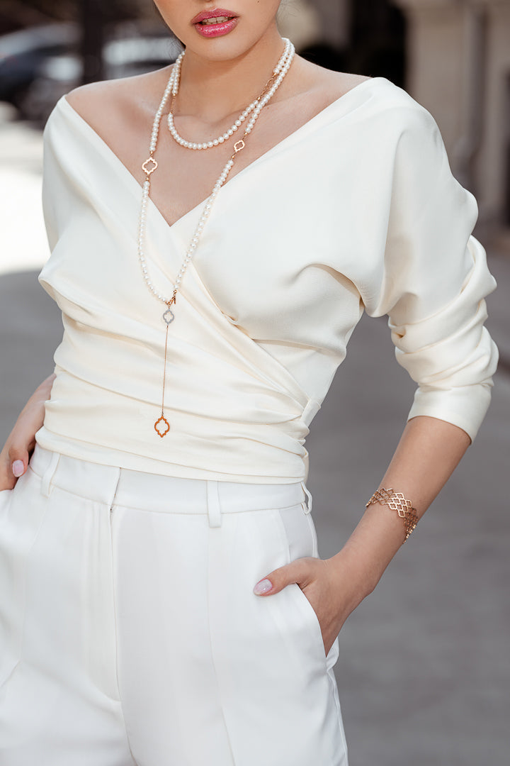 Michelle Satin Top In Ivory