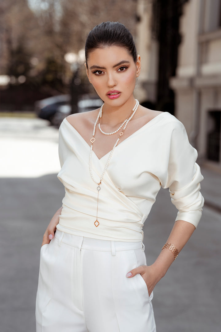 Michelle Satin Top In Ivory