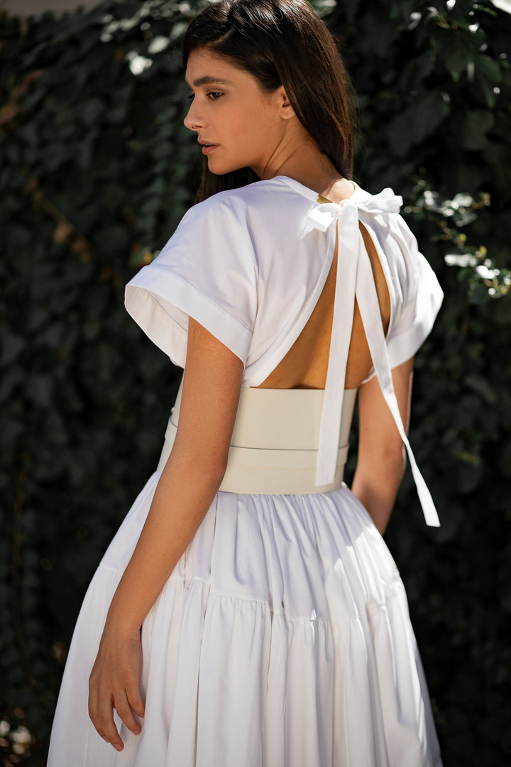 Joy Ivory Open Back Cotton Dress