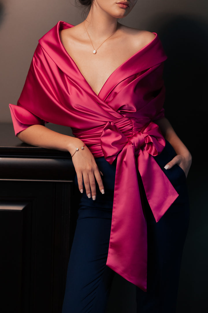 Angelina Hot Pink Satin Shirt