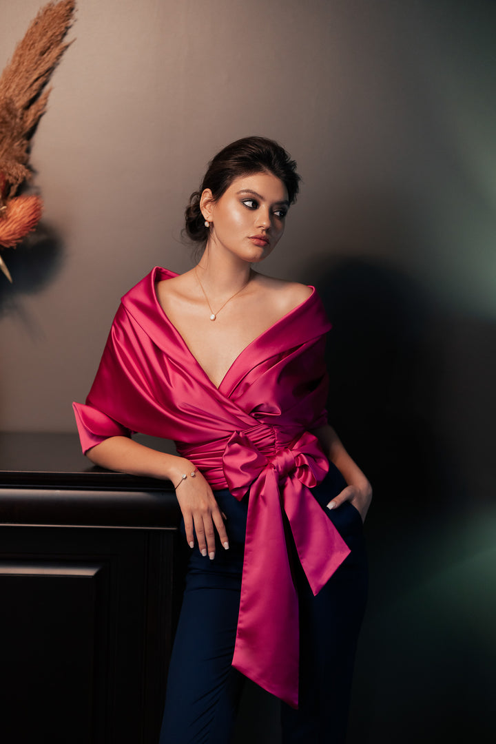 Angelina Hot Pink Satin Shirt