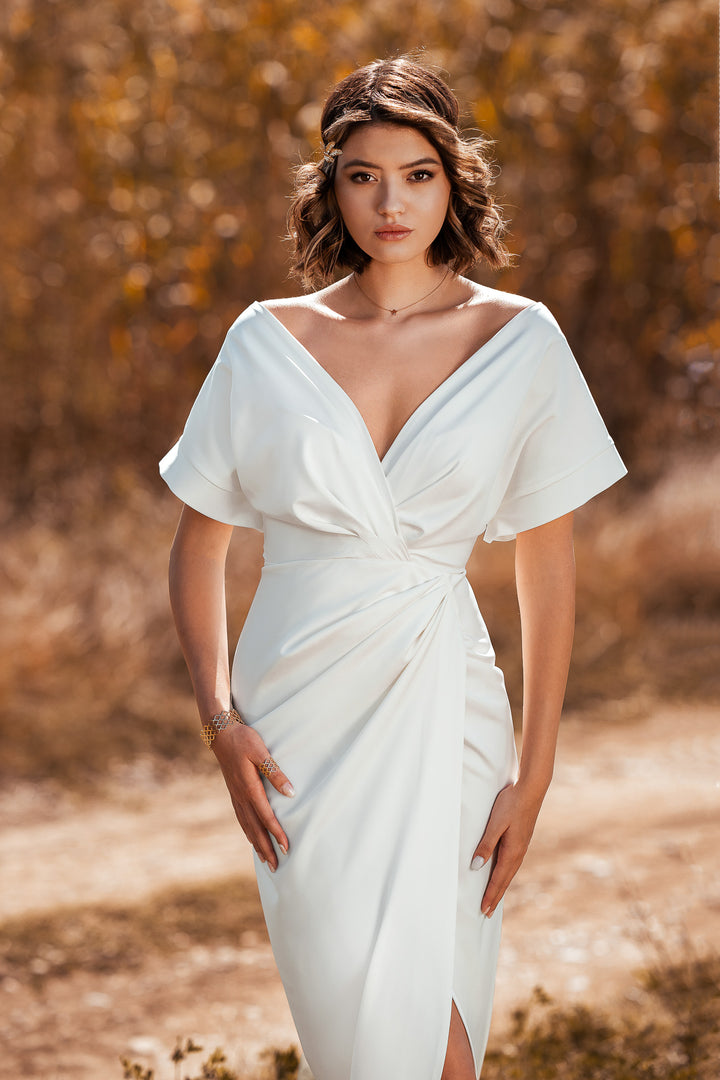 Jaya Crepe Midi Dress in Ivory