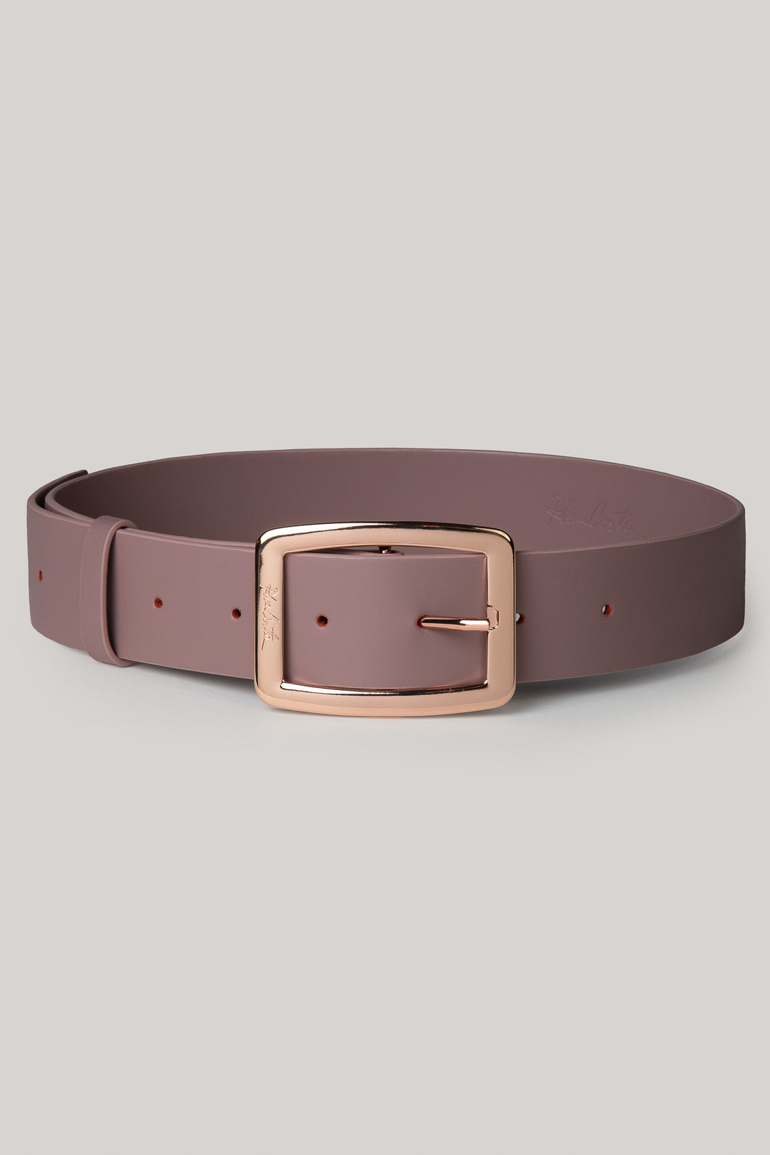 Aubergine Leather Waist Belt With Rose Gold Buckle