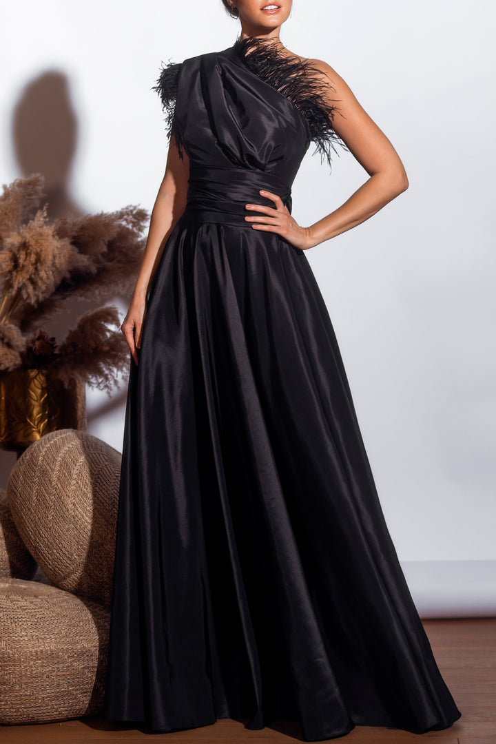 Taffeta Long Skirt In Black