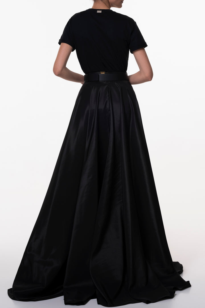 Taffeta Long Skirt In Black