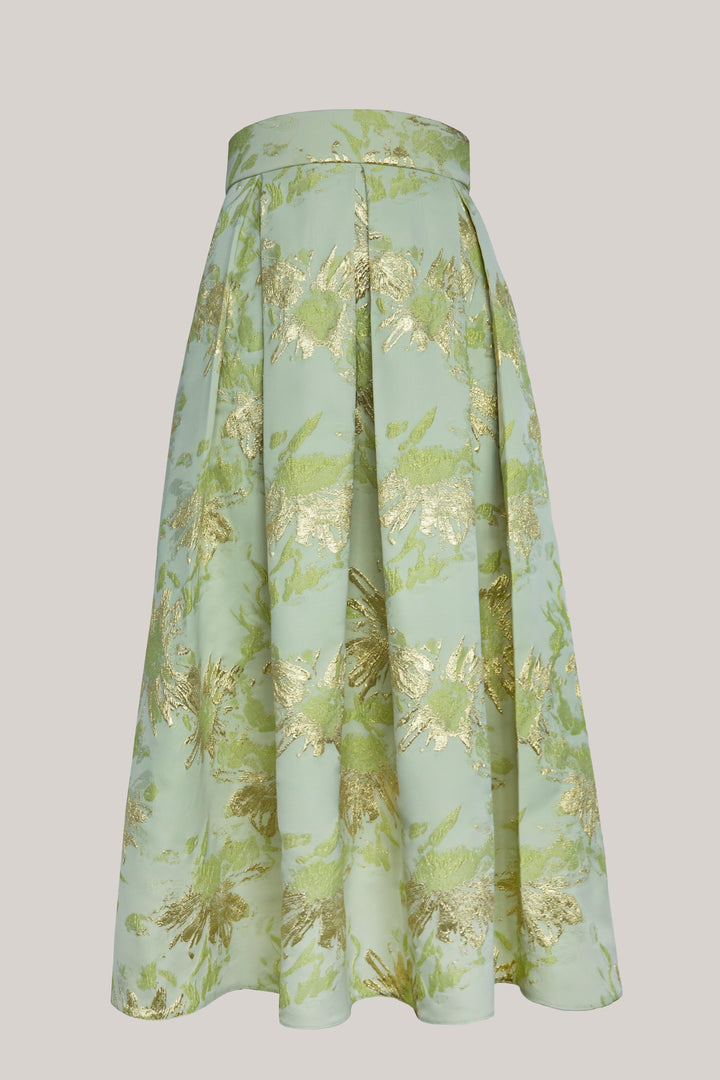 Jasmine Brocade Skirt In Pistachio
