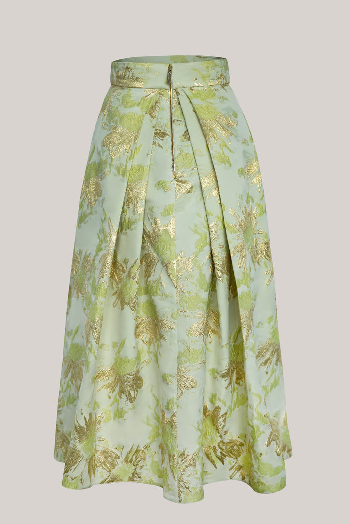 Jasmine Brocade Skirt In Pistachio