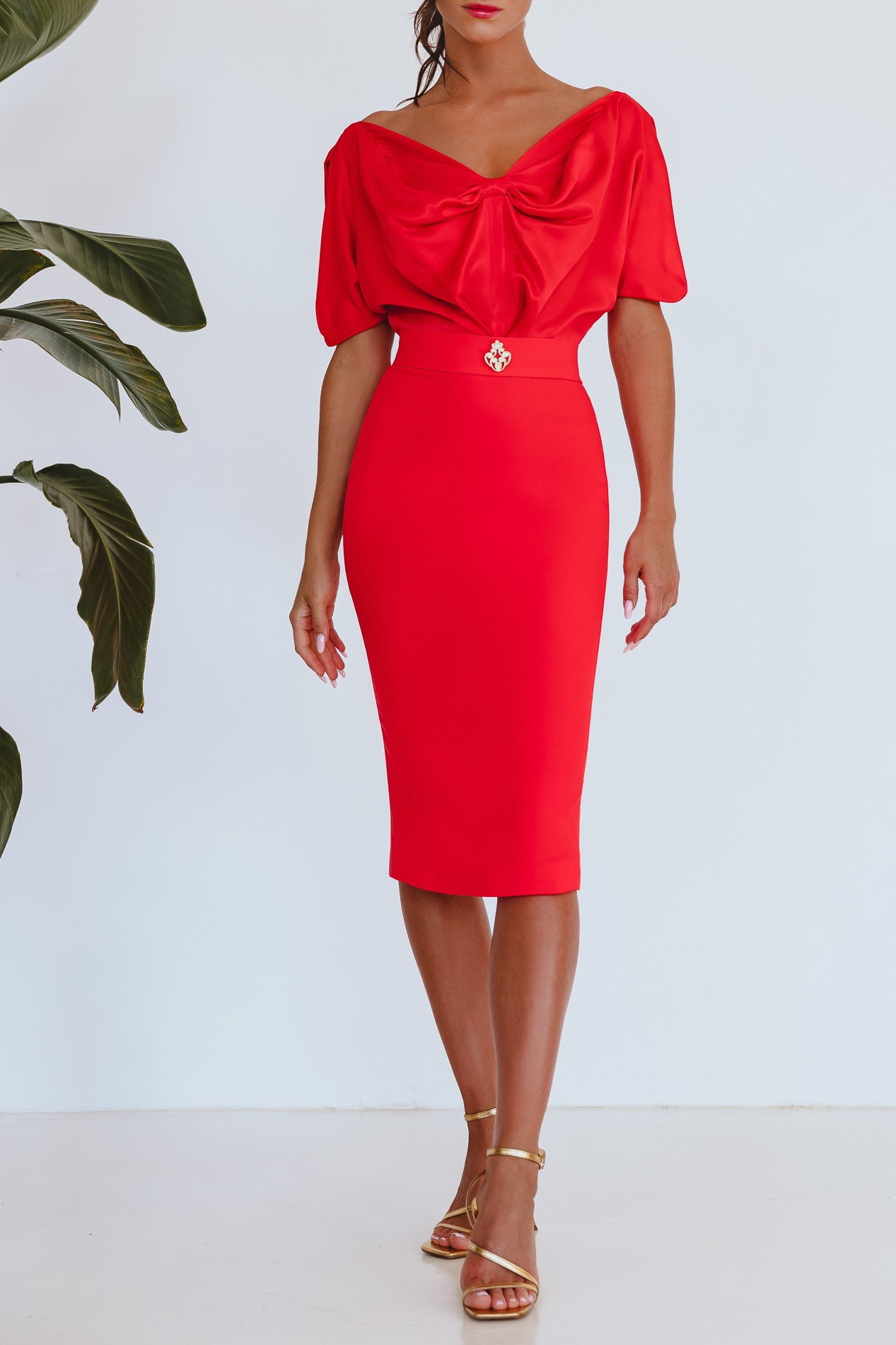 Greta Coral Red Dress Rhea Costa