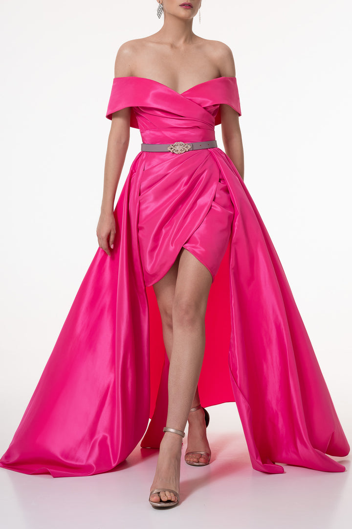 Enid Taffeta Short Dress In Bubblegum