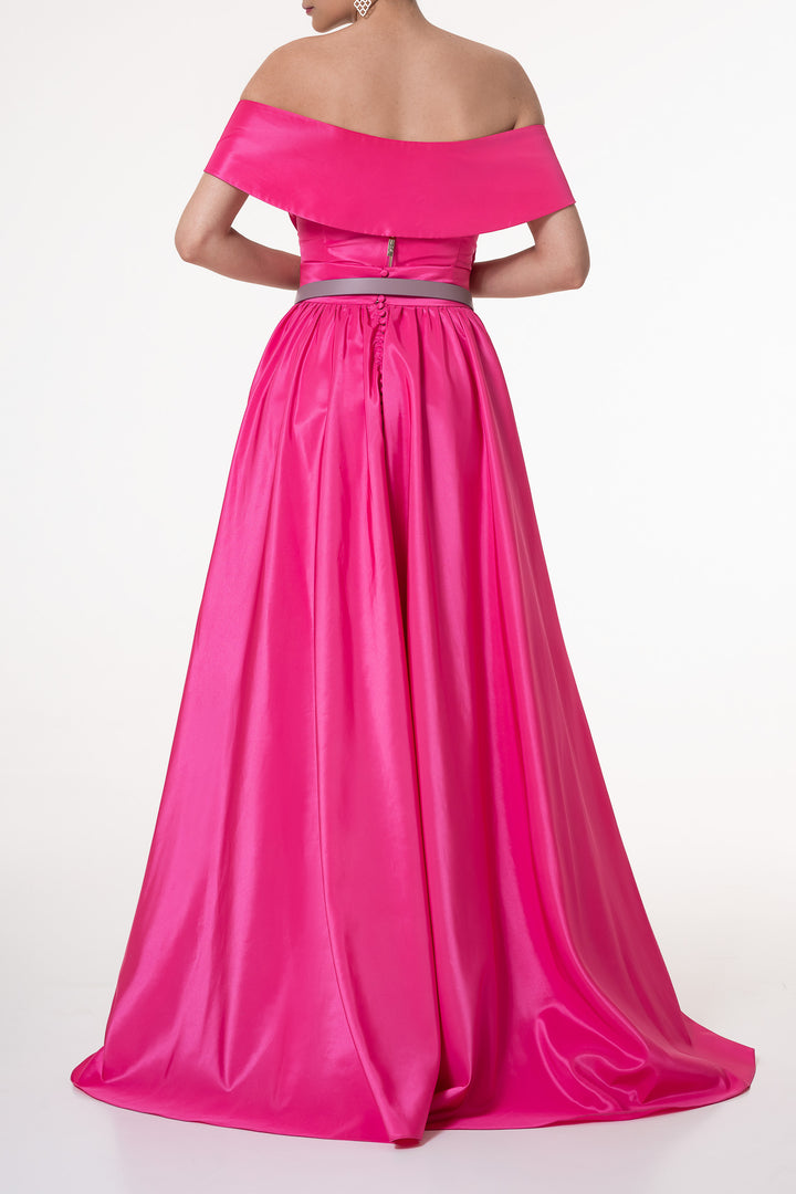 Enid Taffeta Short Dress In Bubblegum