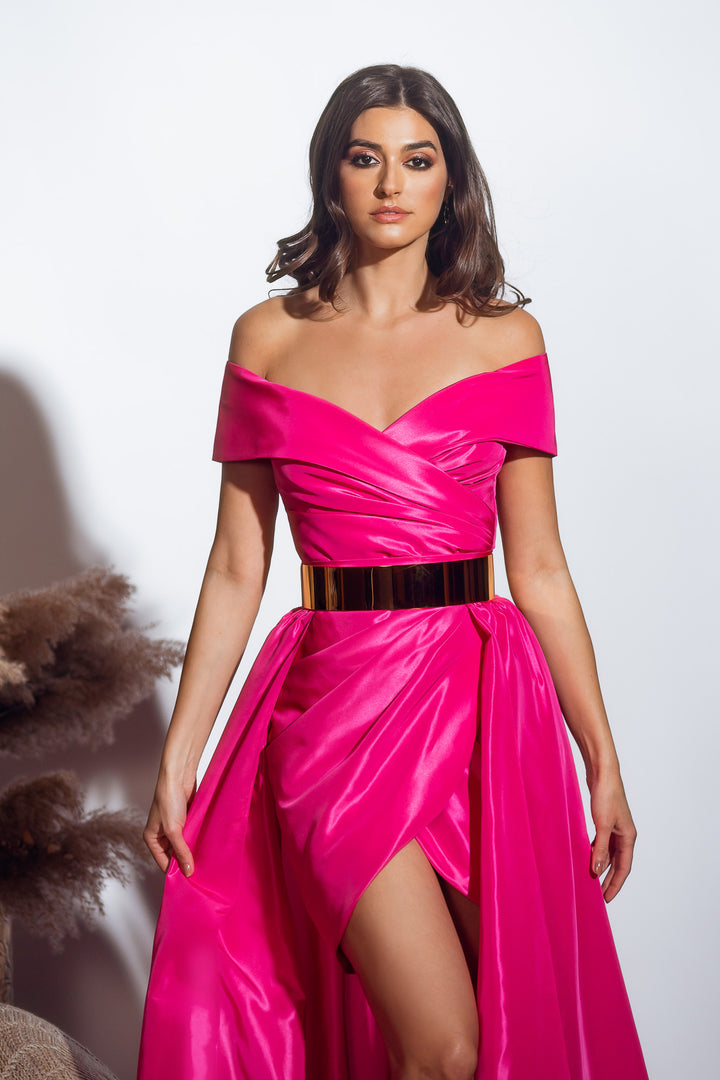Enid Taffeta Short Dress In Bubblegum