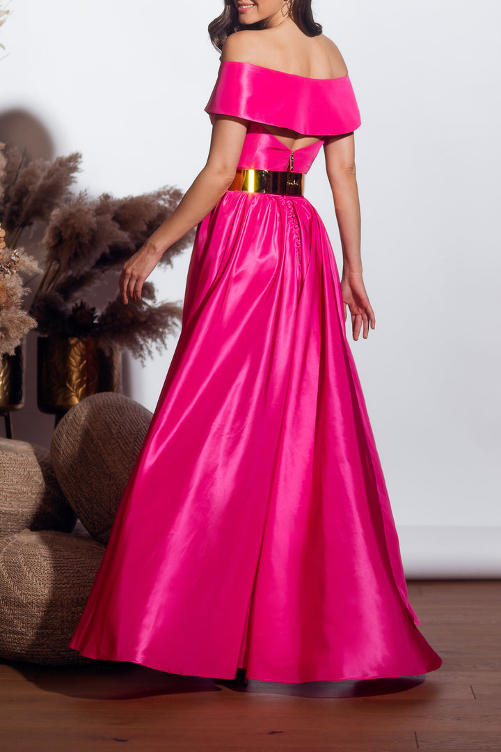 Enid Taffeta Short Dress In Bubblegum