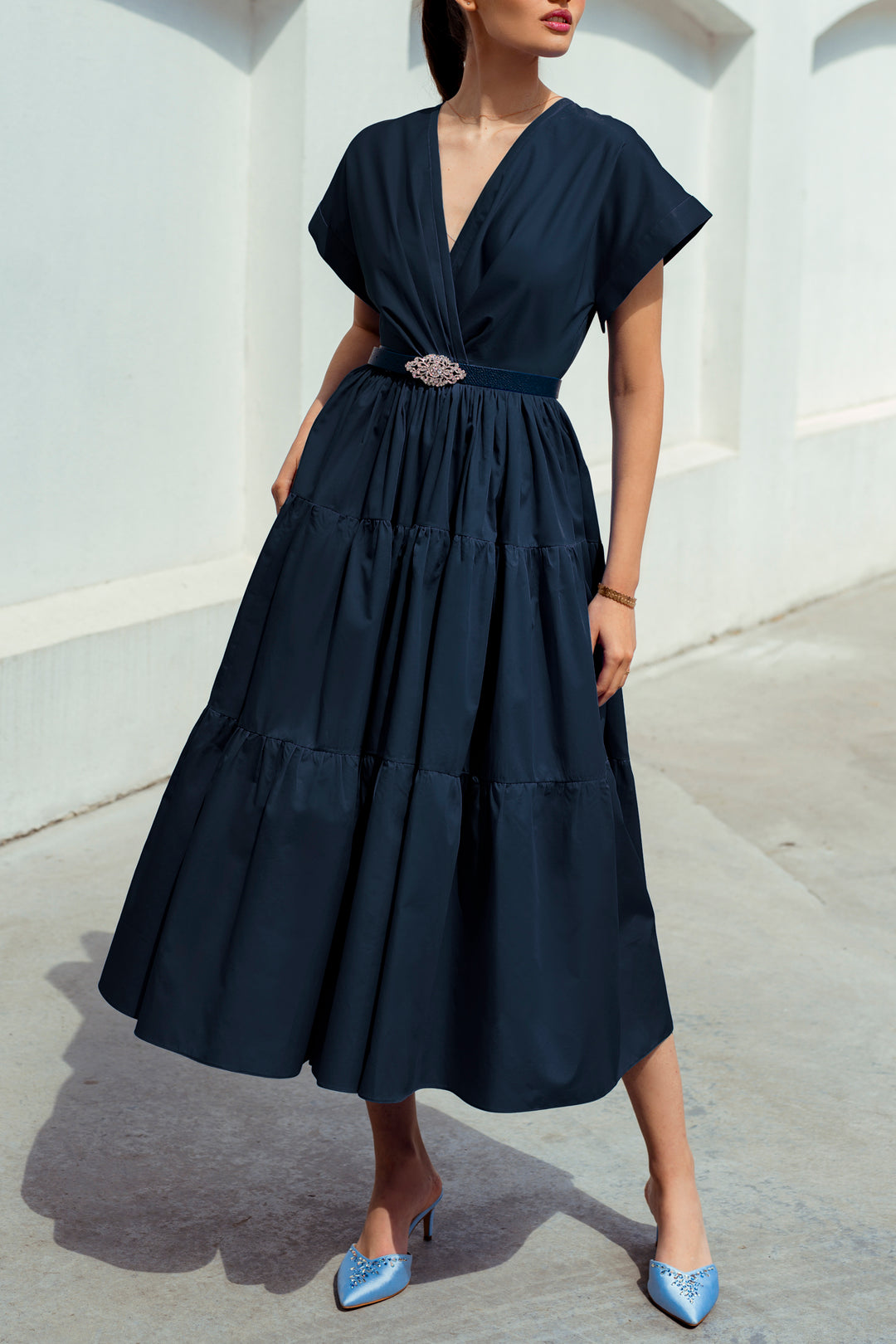 Joy Open Back Royal Blue Cotton Dress