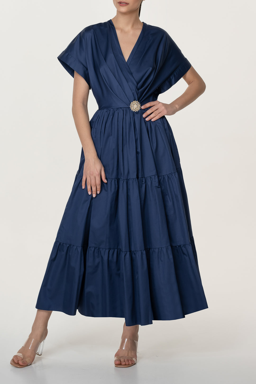 Joy Open Back Royal Blue Cotton Dress