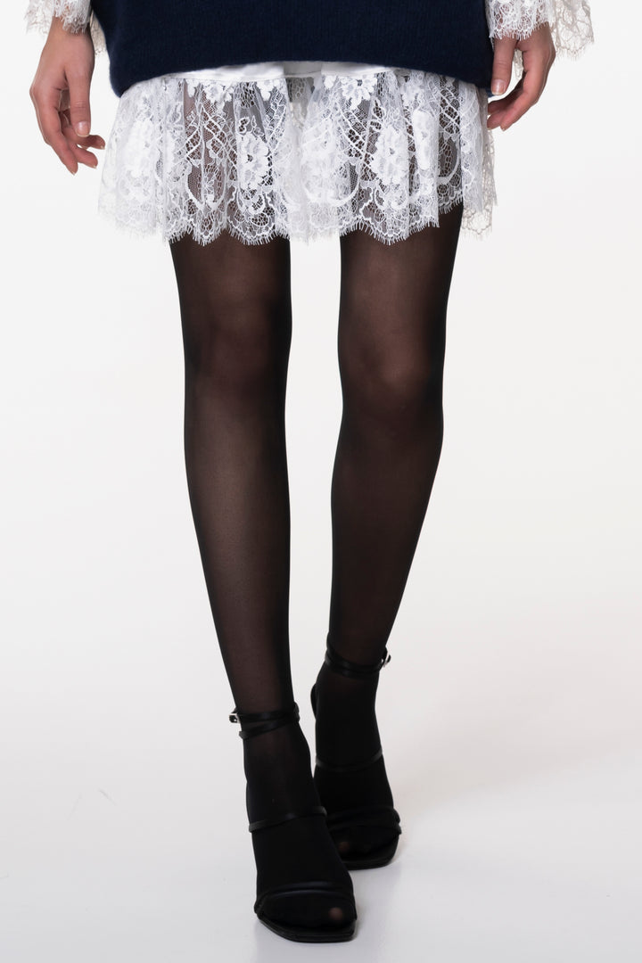 Short Silk Lace Skirt In Ivory
