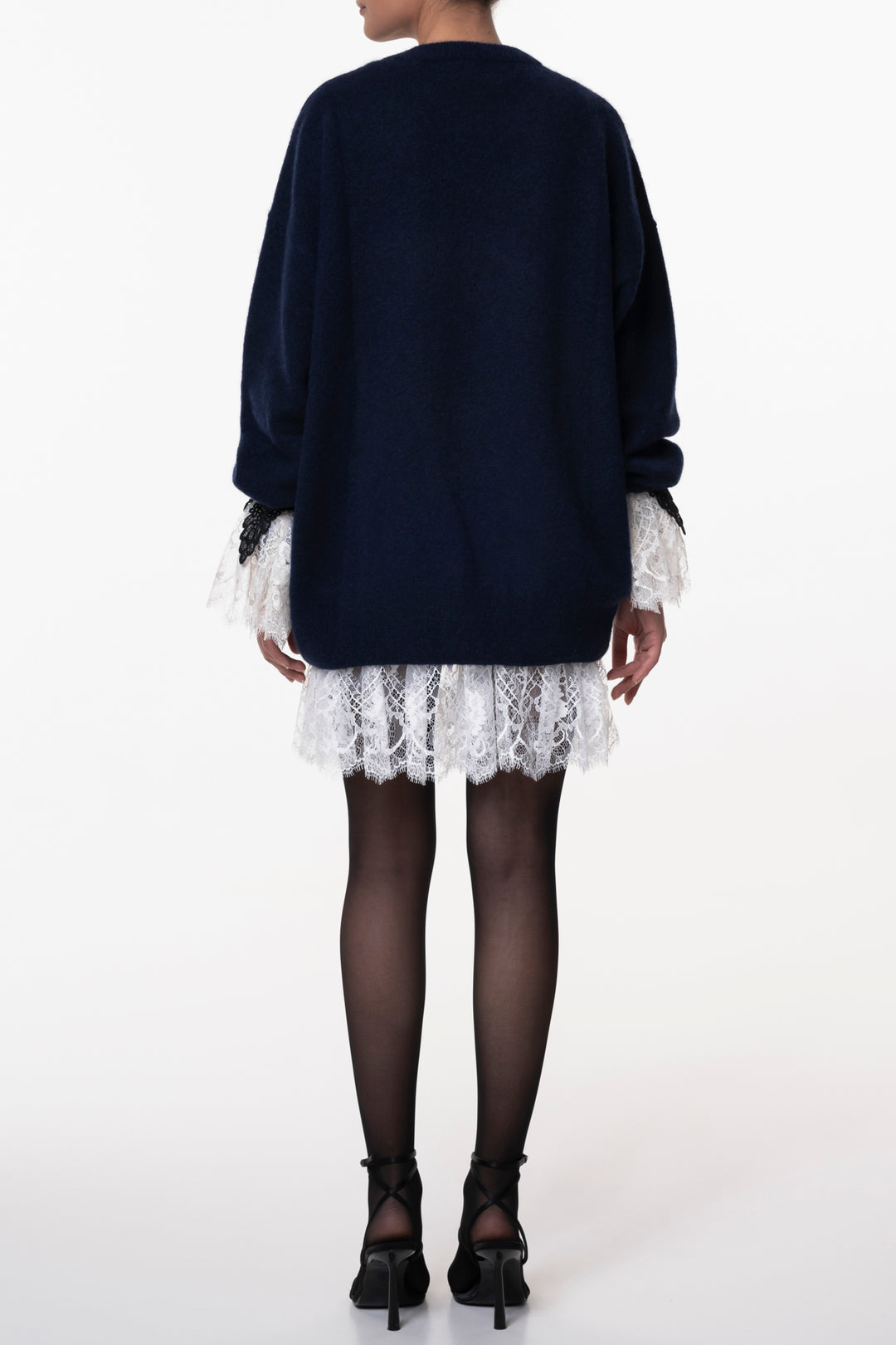 Short Silk Lace Skirt In Ivory