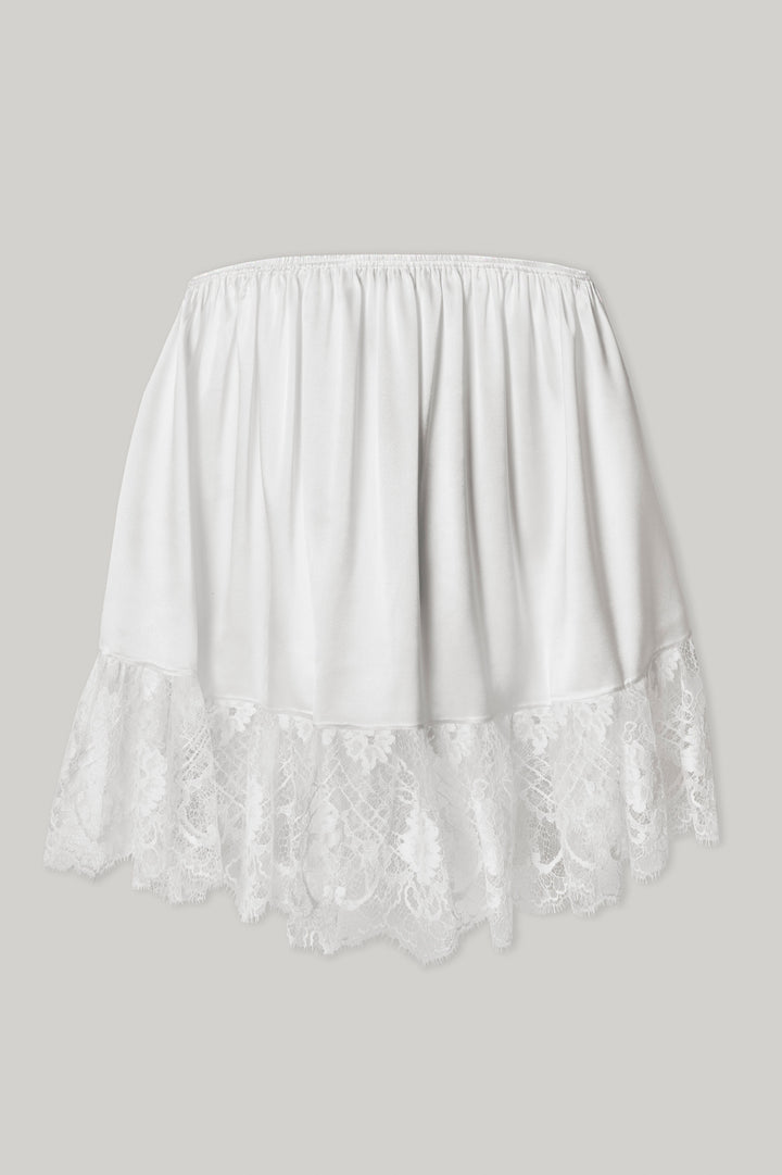 Short Silk Lace Skirt In Ivory