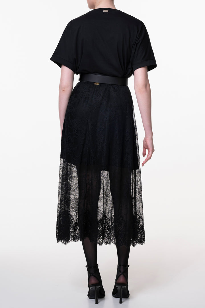 Midi Lace Black Skirt With Short Underskirt