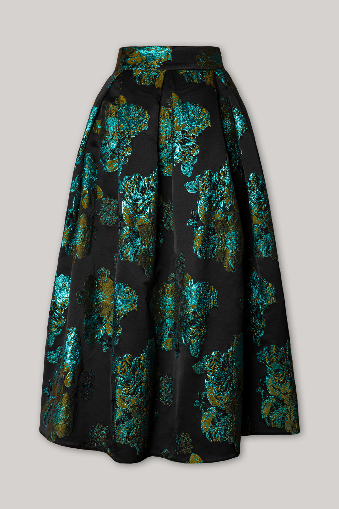 Jasmine Flower Brocade Skirt In Black Turqoise