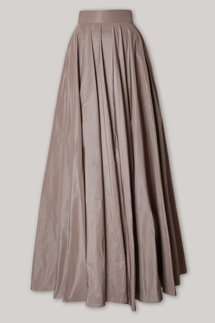 Taffeta Long Skirt In Caffe-Latte
