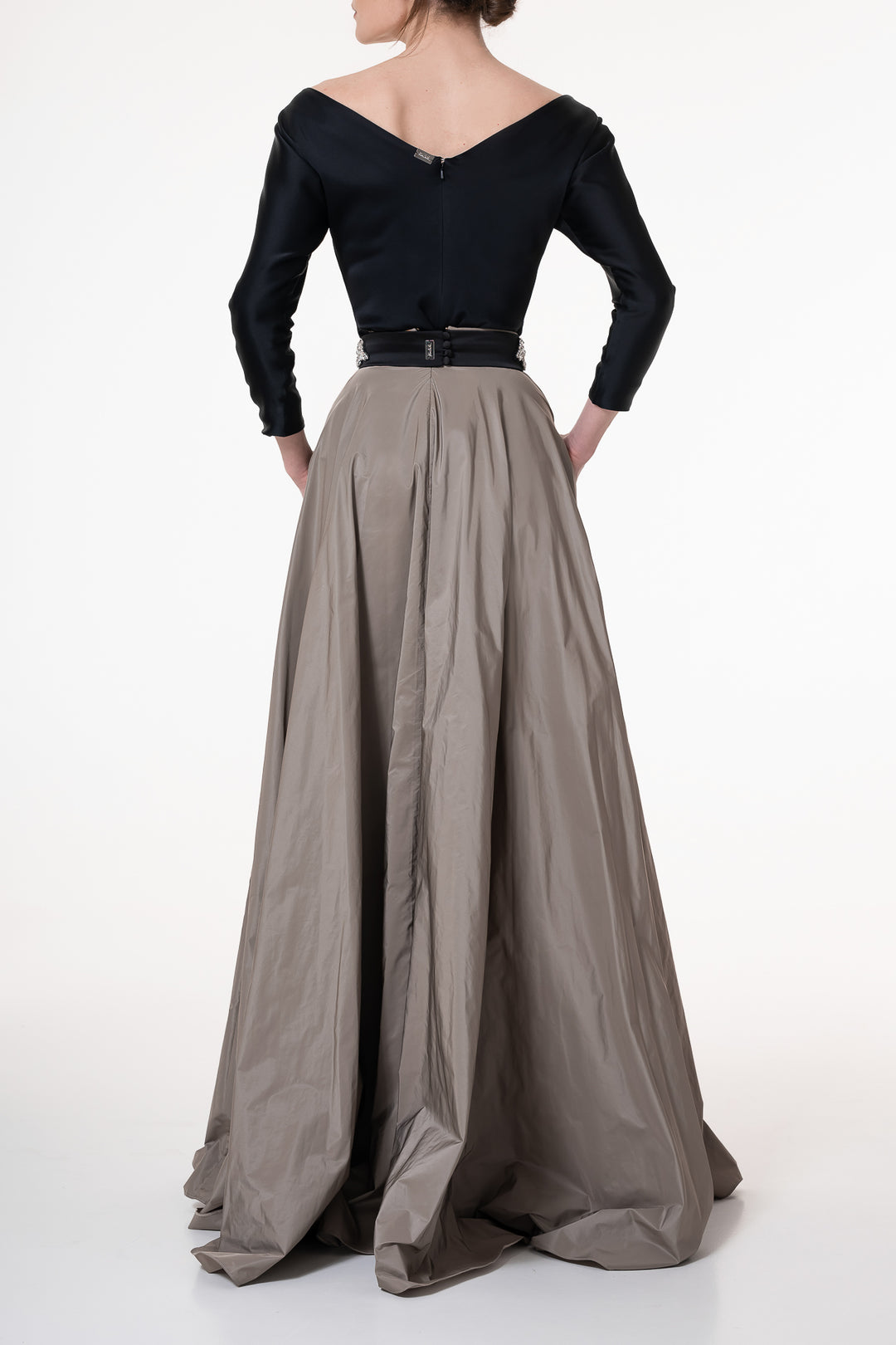 Taffeta Long Skirt In Caffe-Latte