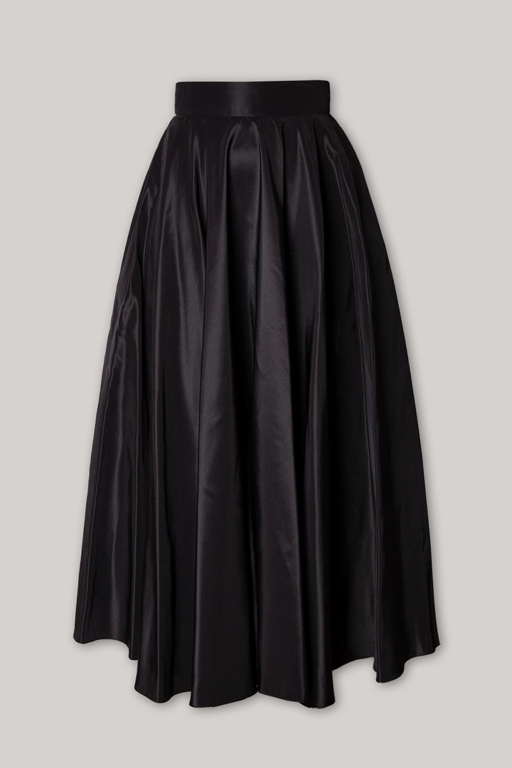 Taffeta Midi Skirt In Black