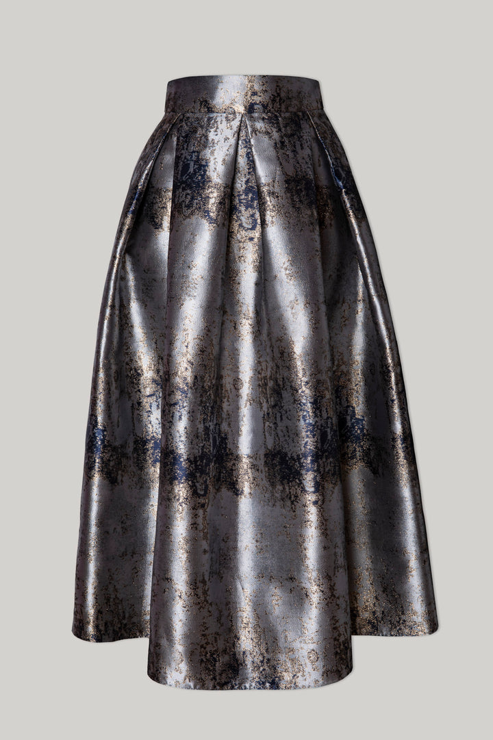 Jasmine Structured Jacquard Skirt Gold Grey