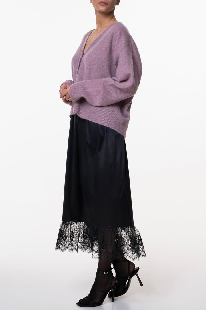 Midi Silk Lace Skirt With Long Underskirt