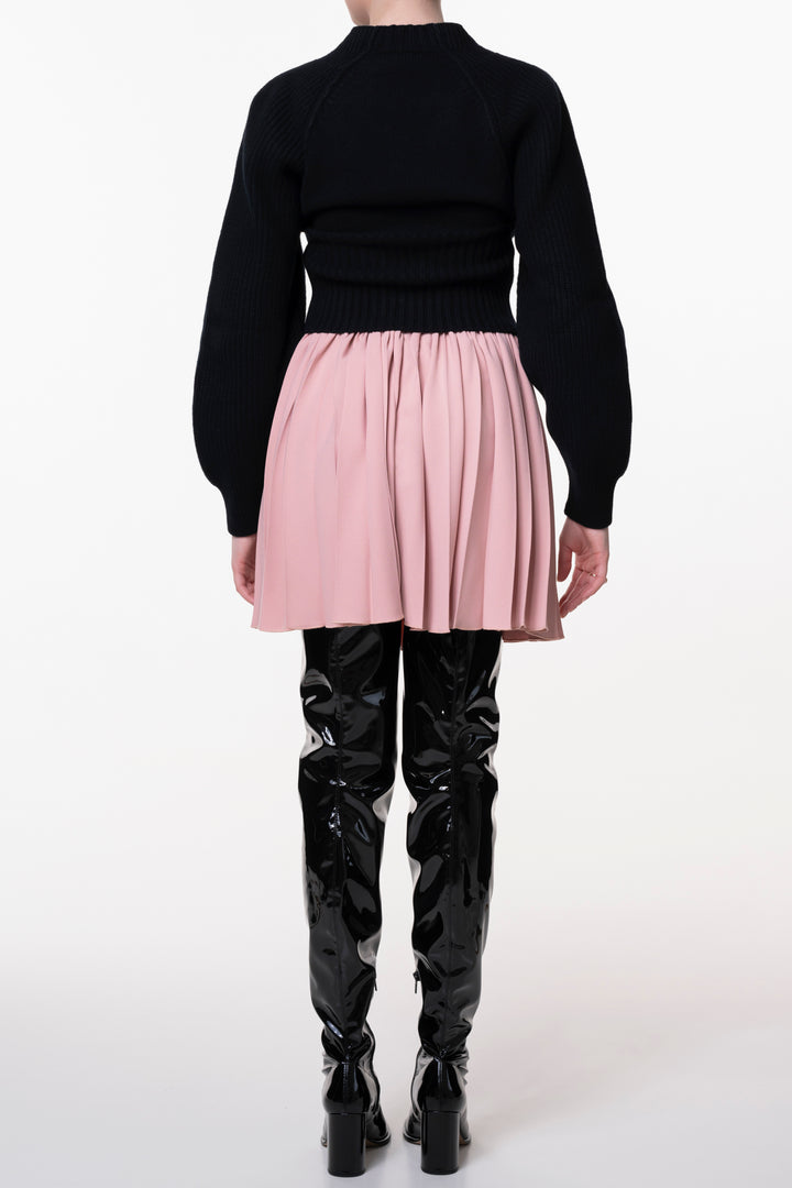 Rose Short Pleated Crepe Skirt