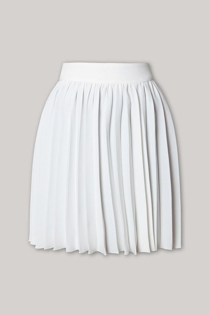 Pleated Crepe Short Skirt In Ivory