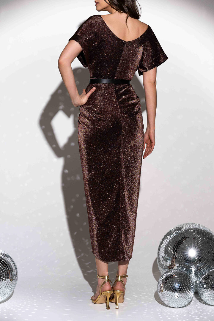 Daphne Jersey Dress In Bronze