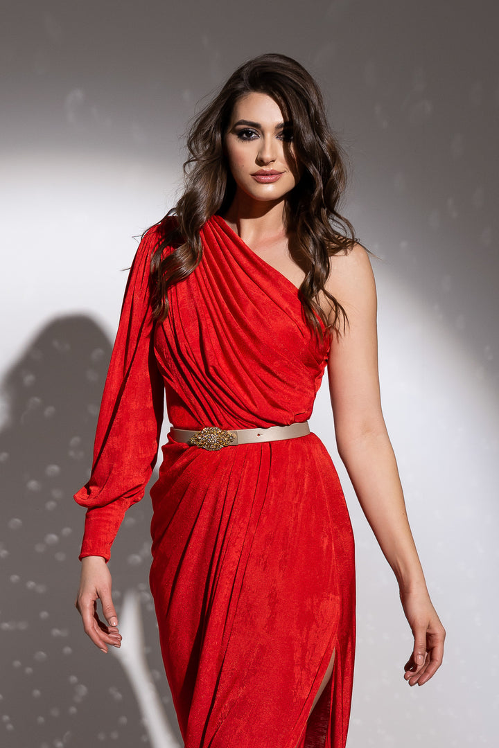 Martina Jersey Dress In Hot-Red